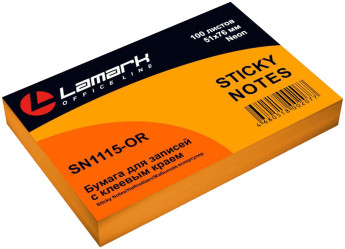 Липкий блок Lamark 76*127мм 100л пастель оранжевый 1174-or РАСПРОДАЖА
