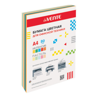 Бумага А4 80г/100л (5цв интенсив., 5цв пастель по 10л.) 2072258 deVENTE