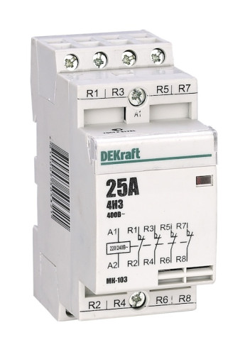 18070DEK; Контактор модульный 4НЗ 25А 230В МК-103 Dekraf