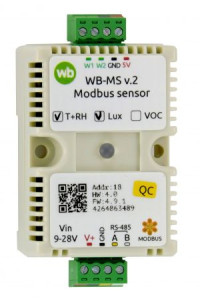 Комбинированный датчик с RS-485, Modbus RTUWB-MS v.2 Температура, влажность, освещённость, VOC