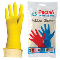 Перчатки хозяйственные резиновые PACLAN «Professional», с х/б напылением, размер M (средний), желтые